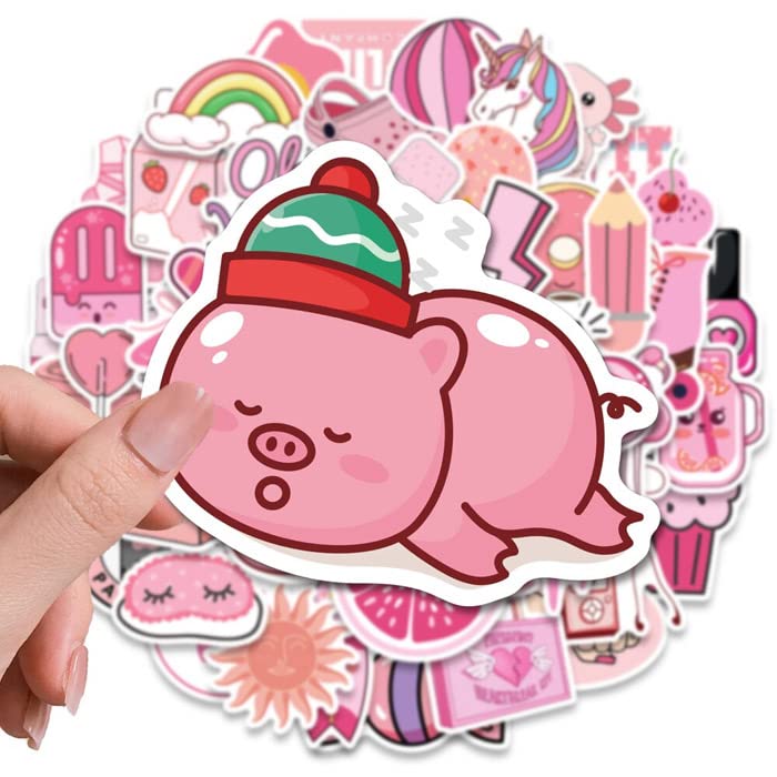 Amazon.co.jp: 50枚 ステッカー ピンク イラスト かわいい 防水